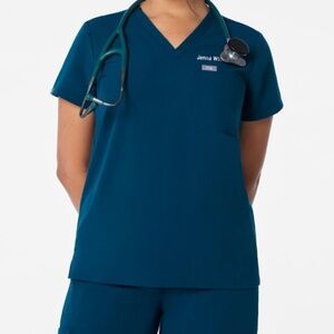 Figs Women's Medium M Catarina One-Pocket Scrub Top Deep Reef EUC